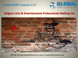 Belgium Arts & Entertainment Professionals Mailing List