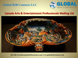Canada Arts & Entertainment Professionals Mailing List