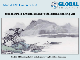 France Arts & Entertainment Professionals Mailing List