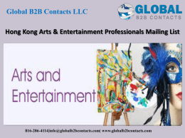 Hong Kong Arts & Entertainment Professionals Mailing List