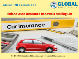 Finland Auto Insurance Renewals Mailing List