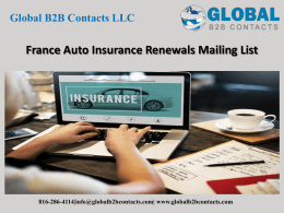 France Auto Insurance Renewals Mailing List