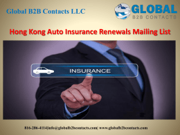 Hong Kong Auto Insurance Renewals Mailing List