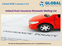 Ireland Auto Insurance Renewals Mailing List