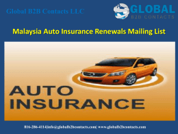 Malaysia Auto Insurance Renewals Mailing List
