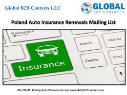 Poland Auto Insurance Renewals Mailing List