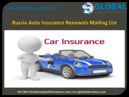 Russia Auto Insurance Renewals Mailing List