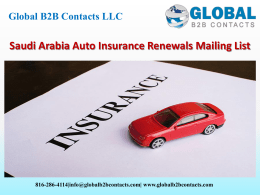 Saudi Arabia Auto Insurance Renewals Mailing List