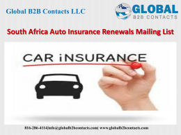 South Africa Auto Insurance Renewals Mailing List