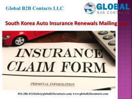 South Korea Auto Insurance Renewals Mailing List