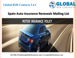 Spain Auto Insurance Renewals Mailing List