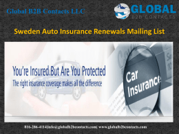 Sweden Auto Insurance Renewals Mailing List