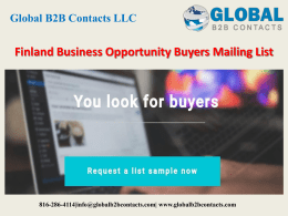 Finland Business Opportunity Buyers Mailing List