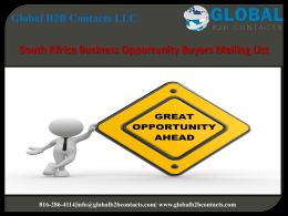 South Africa Business Opportunity Buyers Mailing List