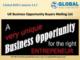 UK Business Opportunity Buyers Mailing List