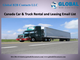 Canada Car & Truck Rental and Leasing Email List