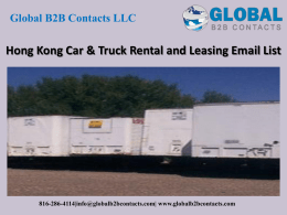 Hong Kong Car & Truck Rental and Leasing Email List