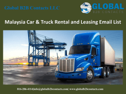 Malaysia Car & Truck Rental and Leasing Email List