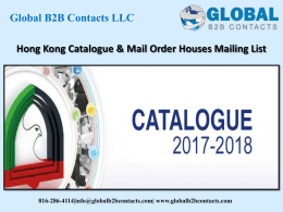 Hong Kong Catalogue & Mail Order Houses Mailing List