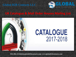 UK Catalogue & Mail Order Houses Mailing List