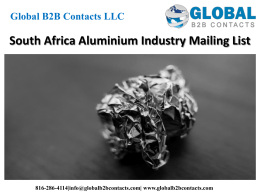 South Africa Aluminium Industry Mailing List