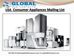 USA  Consumer Appliances Mailing List