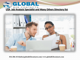 USA  Job Analysis Specialist and Many Others Directory list