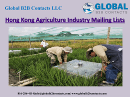 Hong Kong Agriculture Industry Mailing Lists