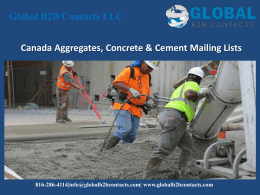 Canada Aggregates, Concrete & Cement Mailing Lists