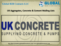 UK Aggregates, Concrete & Cement Mailing Lists