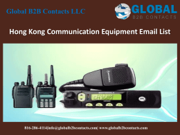 Hong Kong Communication Equipment Email List