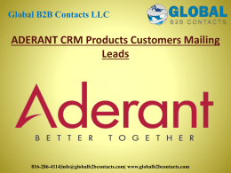 ADERANT CRM Products Customers Mailing Leads