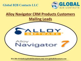 Alloy Navigator CRM Products Customers Mailing Leads