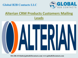 Alterian CRM Products Customers Mailing Leads