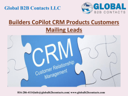 Builders CoPilot CRM Products Customers Mailing Leads