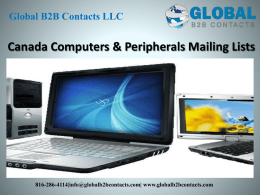Canada Computers & Peripherals Mailing Lists