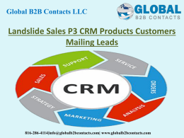 Landslide Sales P3 CRM Products Customers Mailing Leads