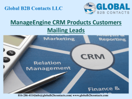 ManageEngine CRM Products Customers Mailing Leads