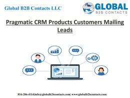 Pragmatic CRM Products Customers Mailing Leads