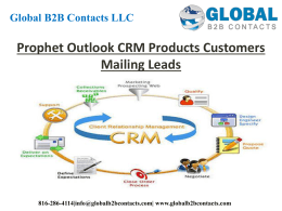 Prophet Outlook CRM Products Customers Mailing Leads