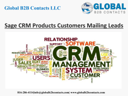 Sage CRM Products Customers Mailing Leads
