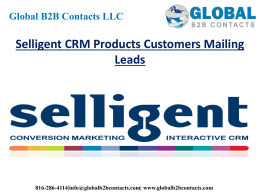 Selligent CRM Products Customers Mailing Leads