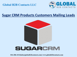 Sugar CRM Products Customers Mailing Leads