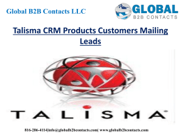 Talisma CRM Products Customers Mailing Leads