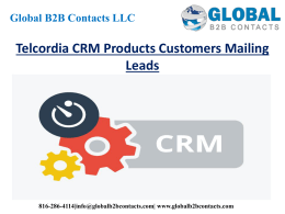 Telcordia CRM Products Customers Mailing Leads