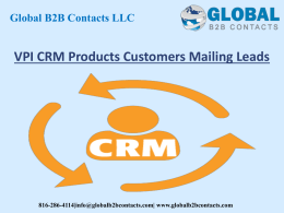VPI CRM Products Customers Mailing Leads