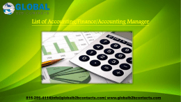 List of AccountingFinanceAccounting Manager