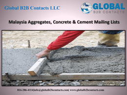 Malaysia Aggregates, Concrete & Cement Mailing Lists
