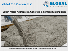 South Africa Aggregates, Concrete & Cement Mailing Lists