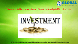 Commercial Investments and Financial Analysis Director Lists